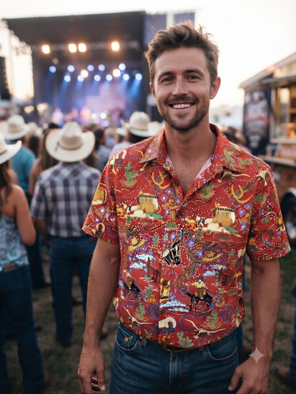 Moon Dog Shirt Co Austin Western Rodeo Cowboy Metallic Handcrafted Shirt L Red
